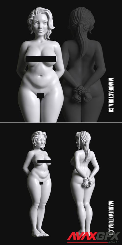 Sub Series 06a - Naked and Bound Female Prisoner Slave – 3D Print