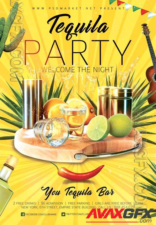 Psd tequila party flyer design