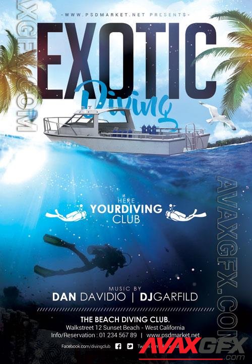 Psd exotic diving flyer design