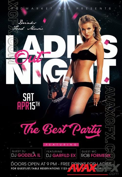 Psd ladies night out party flyer design