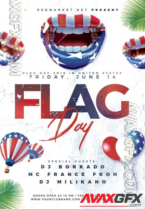 Psd flag day party flyer design