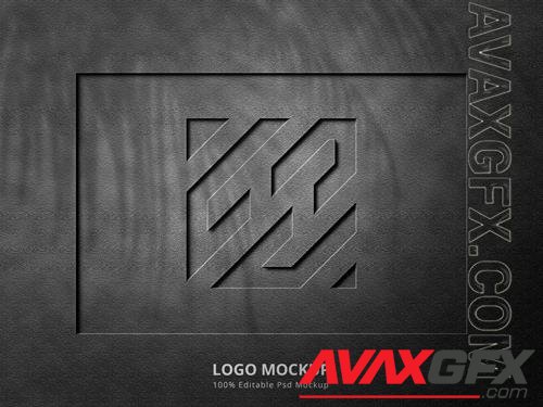 PSD emboss and deboss logo mockup on dark background