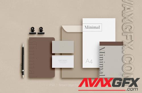 PSD set of corporate stationery branding mockup top view vol 3