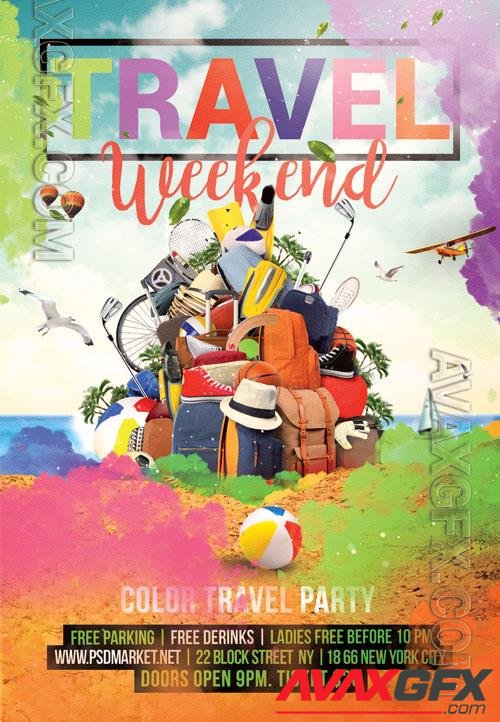 Psd fllyer travel weekend template design