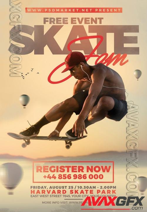 Psd fllyer skateboard flyer template design