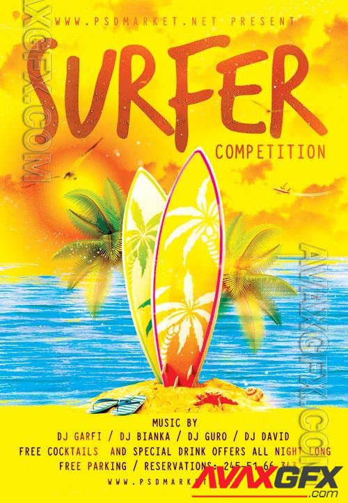 Psd fllyer surfer competition template design