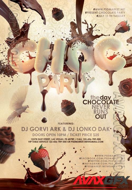 Psd fllyer chocolate party template design