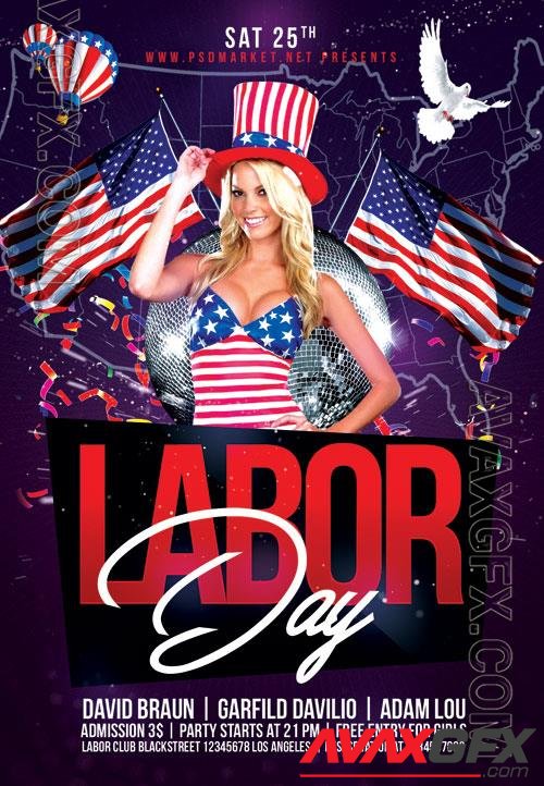 Psd fllyer labor day usa template design