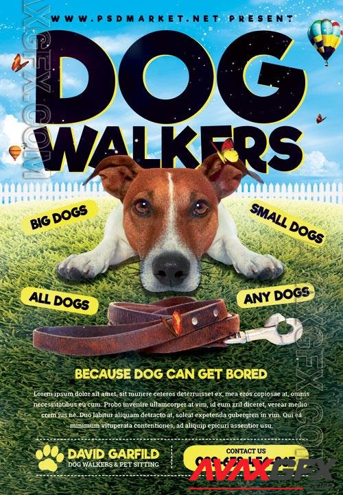 Psd fllyer dog walkers template design