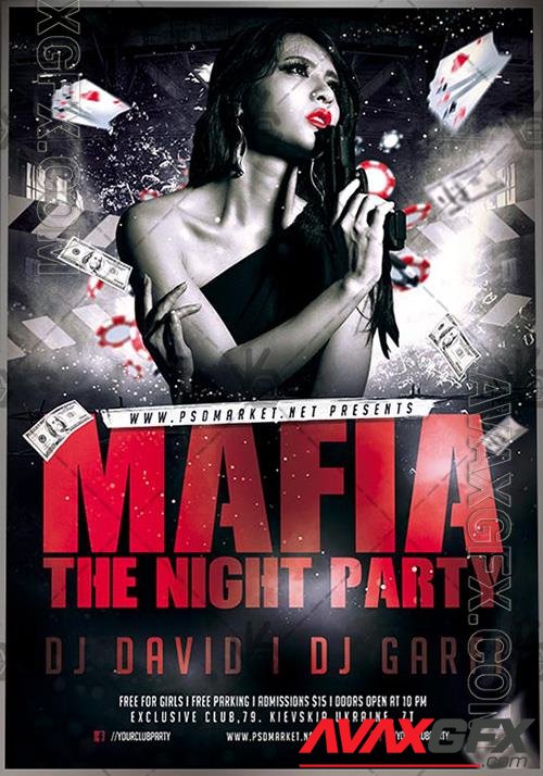 Psd fllyer mafia night party template design