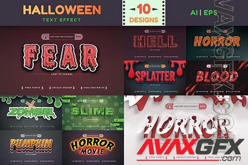 Set 10 editable Halloween text effects, font style