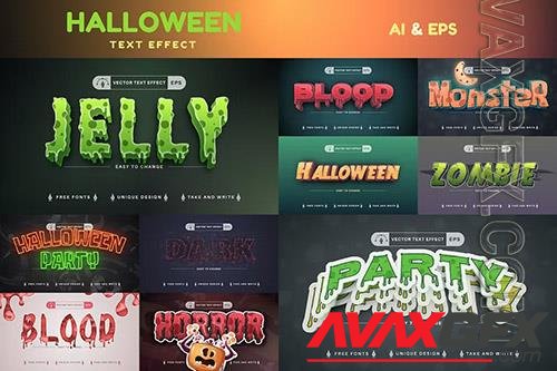 Set of 10 Halloween text effects, font styles