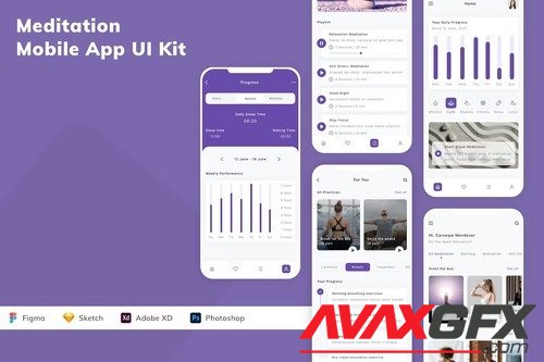 Meditation Mobile App UI Kit 