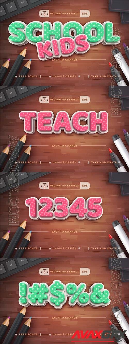 Kids school - editable text effect, font style