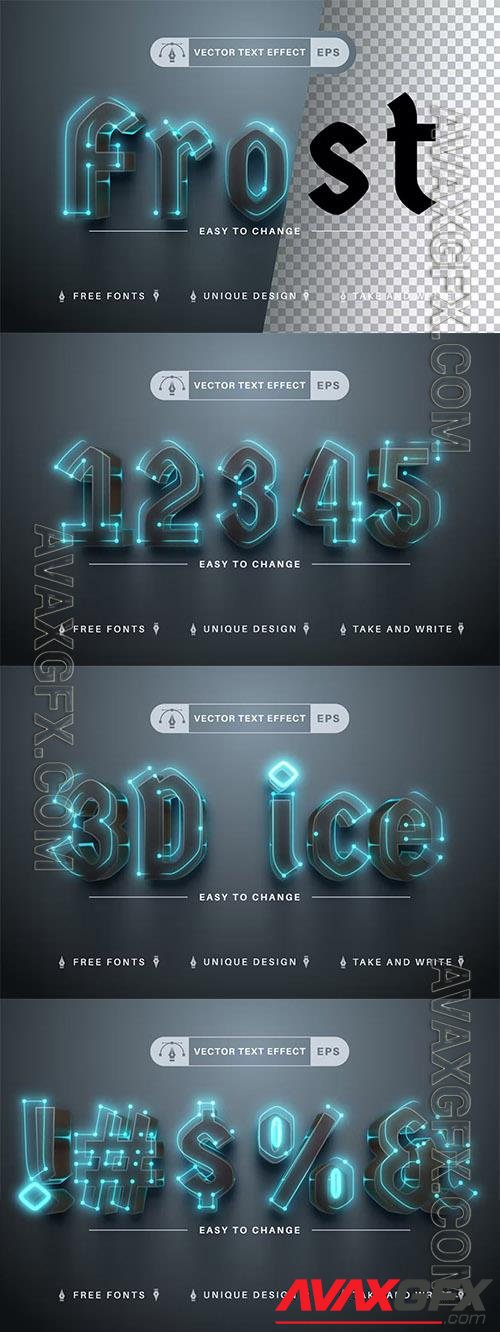 Glow Frost - editable text effect, font style