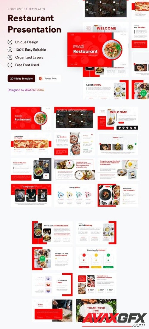 Food Restaurant Presentation Powerpoint Template, Keynote and Google Slides