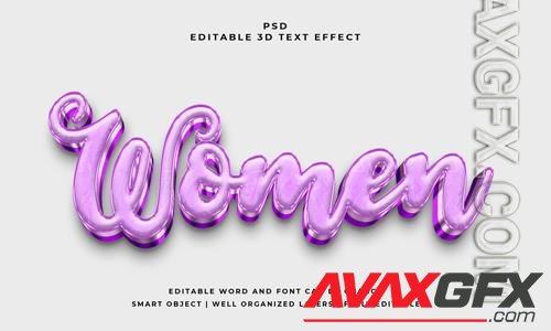 PSD women 3d editable psd text effect with background