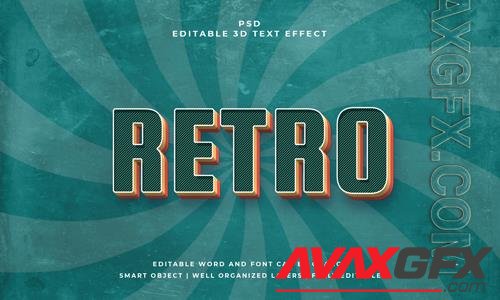 PSD vintage retro psd 3d editable text effect with background vol 3