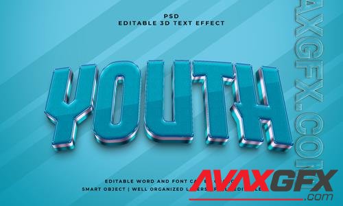 PSD youth 3d editable psd text effect with background