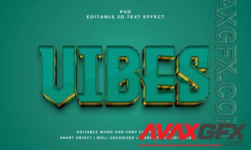 PSD vibes 3d editable psd text effect with background