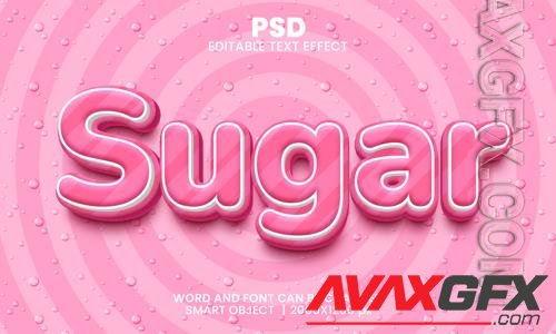 PSD sugar pink 3d editable photoshop text effect style with background