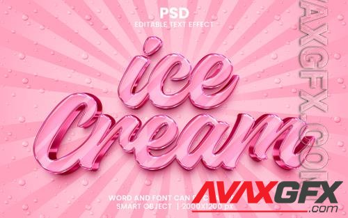 PSD ice cream pink color 3d editable photoshop text effect style with background