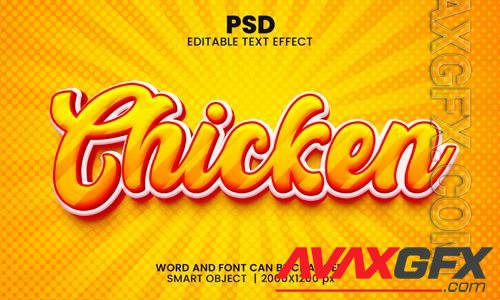 PSD chicken 3d editable photoshop text effect style with background