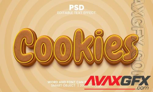 PSD cookies 3d editable photoshop text effect style with background