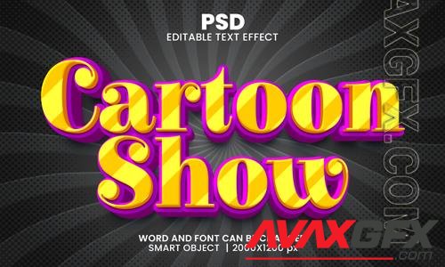 PSD cartoon show 3d editable photoshop text effect style with background