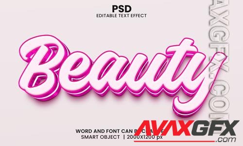 Beauty 3d editable photoshop text effect style with background