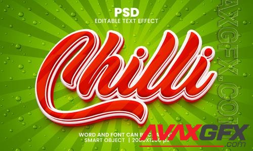 PSD chilli red color 3d editable photoshop text effect style with background