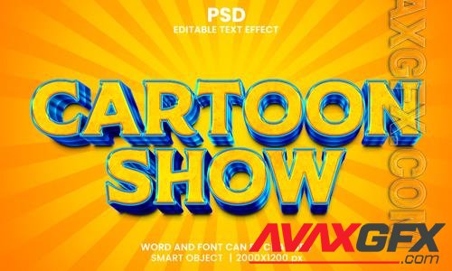 PSD cartoon show 3d editable photoshop text effect style with background vol 2