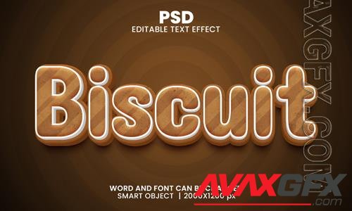 PSD biscuit 3d editable photoshop text effect style with background