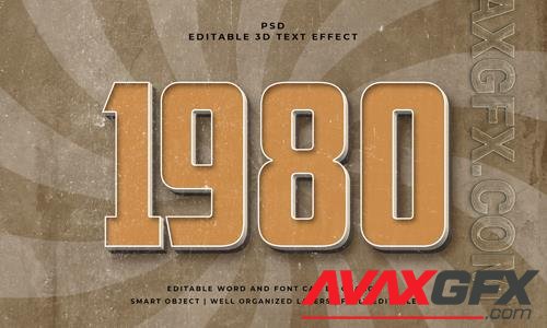 PSD 1980 vintage psd 3d editable text effect with background