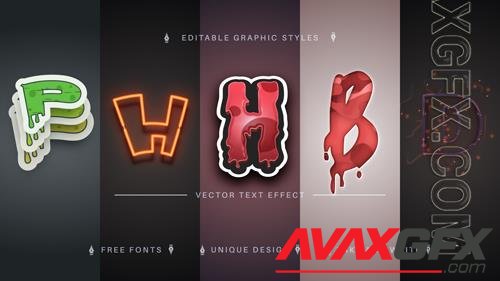 Vector set 5 horror halloween editable text effects font styles