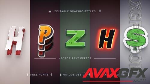 Vector set 5 fear editable text effects font styles