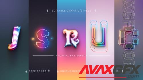 Vector set 5 dreams editable text effects font styles