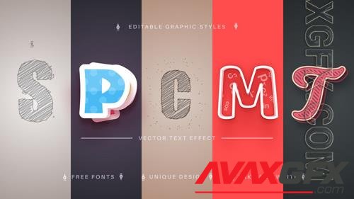 Vector set 5 school editable text effects font styles