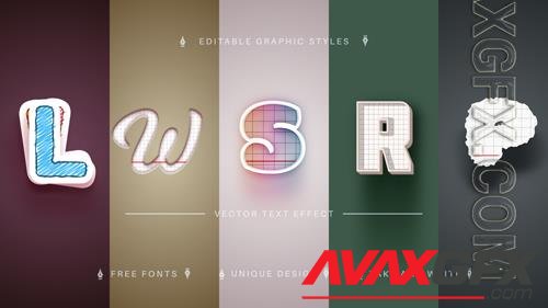 Vector set 5 back to school editable text effects font styles