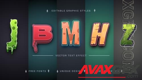 Vector set 5 halloween editable text effects font styles