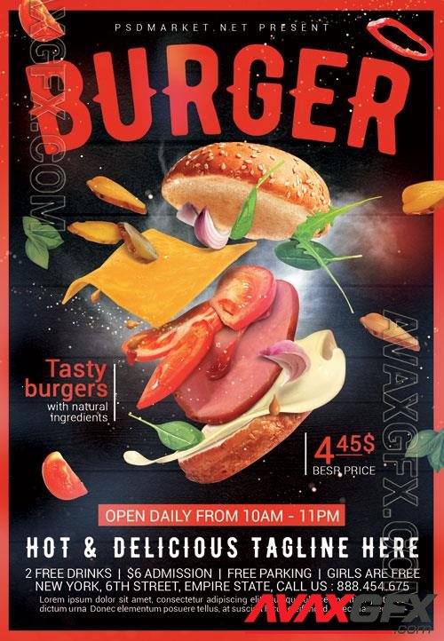 Psd fllyer super burger template design