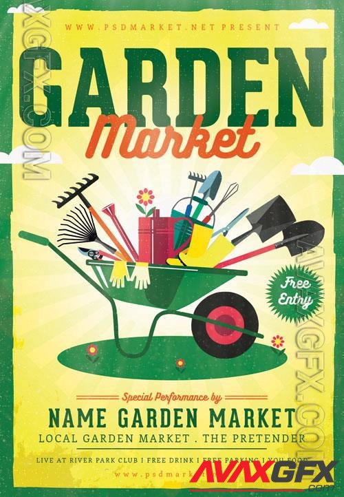 Psd fllyer garden market template design