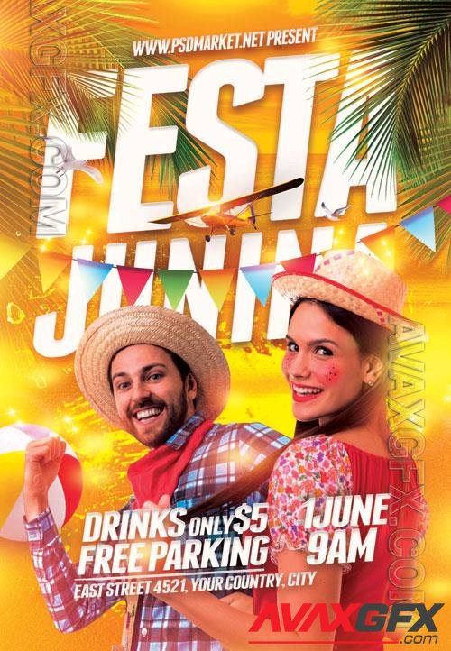 Psd fllyer festa junina party template design