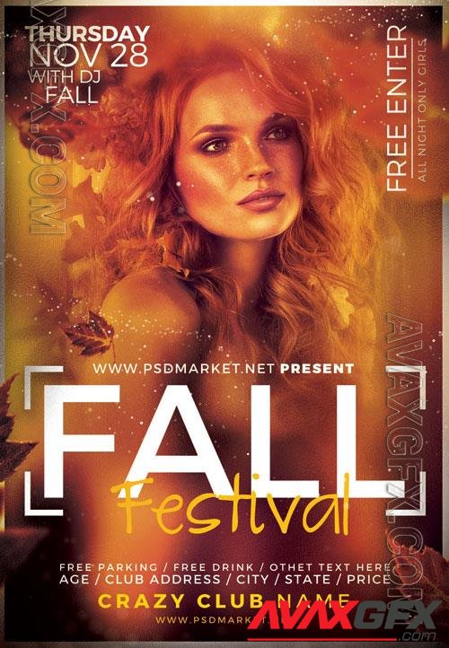 Psd fllyer fall festival template design