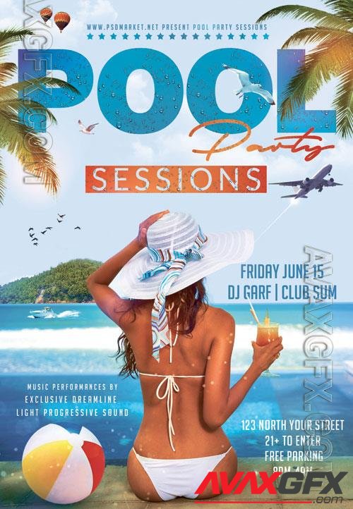 Psd fllyer pool party template design