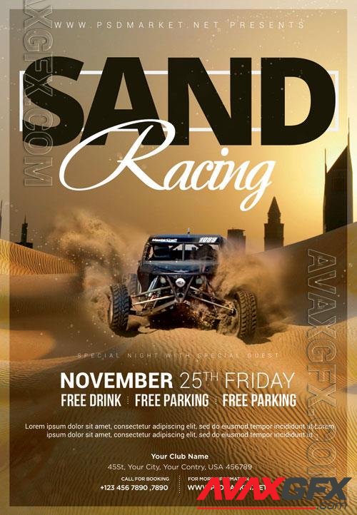 Psd fllyer sand car racing template design