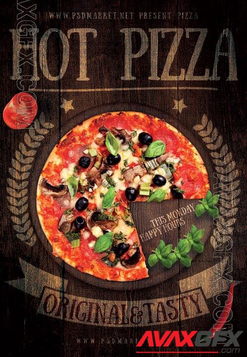 Psd fllyer hot pizza template design