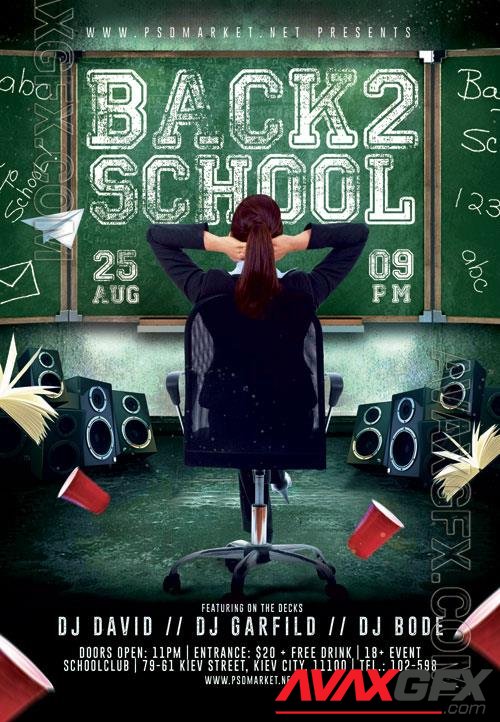 Psd fllyer back 2 school night template design