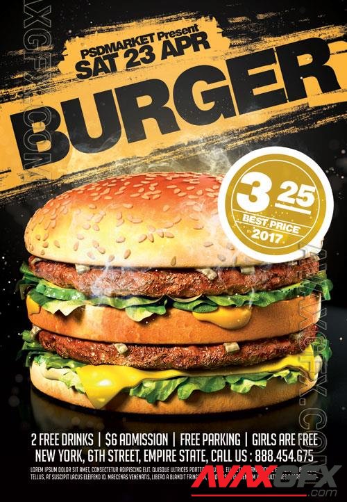 Psd fllyer burger template design