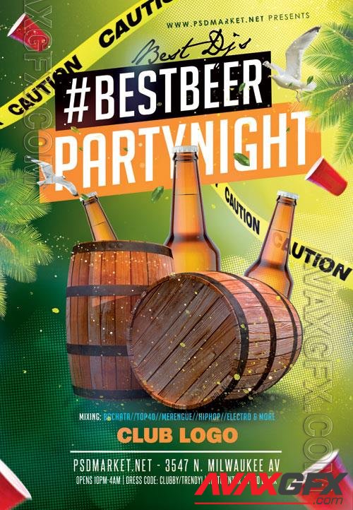 Psd fllyer beer party template design